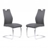 Bravo Contemporary Dining Chair in Gray Faux Leather and Brushed Stainless Steel Finish - Set of 2 06
