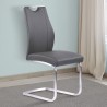 Bravo Contemporary Dining Chair In Grey Faux Leather and Brushed Stainless Steel Finish - Angled Lifestyle