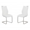 Bravo Contemporary Dining Chair In White Faux Leather and Brushed Stainless Steel Finish - Set of 2