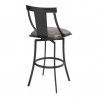 Armen Living Brisbane Contemporary 26" Counter Height Barstool in Matte Black Finish and Vintage Gray Faux Leather 002