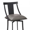 Armen Living Brisbane Contemporary 26" Counter Height Barstool in Matte Black Finish and Vintage Gray Faux Leather 003
