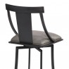 Armen Living Brisbane Contemporary 26" Counter Height Barstool in Matte Black Finish and Vintage Gray Faux Leather 004