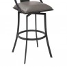 Armen Living Brisbane Contemporary 26" Counter Height Barstool in Matte Black Finish and Vintage Gray Faux Leather 006