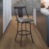 Armen Living Brisbane Contemporary 26" Counter Height Barstool in Matte Black Finish and Vintage Gray Faux Leather