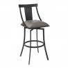 Armen Living Brisbane Contemporary 26" Counter Height Barstool in Matte Black Finish and Vintage Gray Faux Leather 005