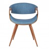 Butterfly Mid-Century Dining Chair in Walnut Finish and Blue Fabric 03