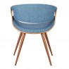 Butterfly Mid-Century Dining Chair in Walnut Finish and Blue Fabric 07