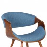 Butterfly Mid-Century Dining Chair in Walnut Finish and Blue Fabric 06