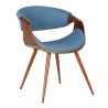 Butterfly Mid-Century Dining Chair in Walnut Finish and Blue Fabric 01