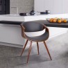 Butterfly Mid-Century Dining Chair in Walnut Finish and Gray Fabric