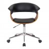 Bellevue Mid-Century Office Chair in Chrome Finish with Black Faux Leather and Walnut Veneer 03