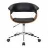 Bellevue Mid-Century Office Chair in Chrome Finish with Black Faux Leather and Walnut Veneer 03 - Bellevue Mid-Century Office Chair in Chrome Finish with Black Faux Leather and Walnut Veneer 03