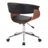 Bellevue Mid-Century Office Chair in Chrome Finish with Black Faux Leather and Walnut Veneer 02