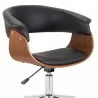 Bellevue Mid-Century Office Chair in Chrome Finish with Gray Faux Leather and Walnut Veneer 05 - Bellevue Mid-Century Office Chair in Chrome Finish with Gray Faux Leather and Walnut Veneer 05