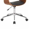 Bellevue Mid-Century Office Chair in Chrome Finish with Gray Faux Leather and Walnut Veneer 07 - Bellevue Mid-Century Office Chair in Chrome Finish with Gray Faux Leather and Walnut Veneer 07