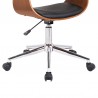 Bellevue Mid-Century Office Chair in Chrome Finish with Black Faux Leather and Walnut Veneer 06