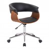 Bellevue Mid-Century Office Chair in Chrome Finish with Black Faux Leather and Walnut Veneer 01