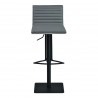Cafe Adjustable Swivel Barstool in Gray Faux Leather with Black Metal Finish and Gray Walnut Veneer Back - Front
