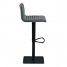 Cafe Adjustable Swivel Barstool in Gray Faux Leather with Black Metal Finish and Gray Walnut Veneer Back - Side