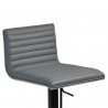 Cafe Adjustable Swivel Barstool in Gray Faux Leather with Black Metal Finish and Gray Walnut Veneer Back - Seat Close-Up