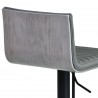 Cafe Adjustable Swivel Barstool in Gray Faux Leather with Black Metal Finish and Gray Walnut Veneer Back - Back Angle Close-Up
