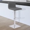 Cafe Adjustable Metal Barstool in Gray Faux Leather with Brushed Stainless Steel Finish and Gray Walnut Wood Back - Lifestyle