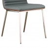 Armen Living Café Brushed Stainless Steel Dining Chair In Faux Leather With Walnut Back - Set of 2 06