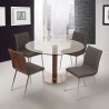 Armen Living Café Brushed Stainless Steel Dining Chair In Faux Leather With Walnut Back - Set of 2