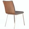 Armen Living Café Brushed Stainless Steel Dining Chair in Gray Faux Leather with Walnut Back - Set of 2 - Back Angle - Armen Living Café Brushed Stainless Steel Dining Chair in Gray Faux Leather with Walnut Back - Set of 2 - Back Angle