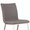 Armen Living Café Brushed Stainless Steel Dining Chair in Gray Faux Leather with Walnut Back - Set of 2 - Back Seat Close-Up - Armen Living Café Brushed Stainless Steel Dining Chair in Gray Faux Leather with Walnut Back - Set of 2 - Back Seat Close-Up