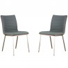 Armen Living Café Brushed Stainless Steel Dining Chair In Faux Leather With Walnut Back - Set of 2 03
