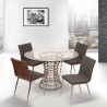 Armen Living Café Brushed Stainless Steel Dining Chair in Gray Faux Leather with Walnut Back - Set of 2 - Lifestyle