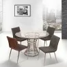 Armen Living Café Brushed Stainless Steel Dining Chair in Gray Faux Leather with Walnut Back - Set of 2 - Lifestyle - Armen Living Café Brushed Stainless Steel Dining Chair in Gray Faux Leather with Walnut Back - Set of 2 - Lifestyle