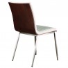 Café Brushed Stainless Steel Dining Chair in White Faux Leather with Walnut Back - Set of 203