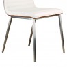 Café Brushed Stainless Steel Dining Chair in White Faux Leather with Walnut Back - Set of 2 02