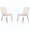 Armen Living Café Brushed Stainless Steel Dining Chair in White Faux Leather with Walnut Back - Set of 2 - White BG
