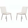 Armen Living Café Brushed Stainless Steel Dining Chair in White Faux Leather with Walnut Back - Set of 2 - White BG - Armen Living Café Brushed Stainless Steel Dining Chair in White Faux Leather with Walnut Back - Set of 2 - White BG