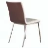 Armen Living Café Brushed Stainless Steel Dining Chair in White Faux Leather with Walnut Back - Set of 2 - Back Angle - Armen Living Café Brushed Stainless Steel Dining Chair in White Faux Leather with Walnut Back - Set of 2 - Back Angle