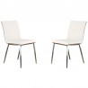Café Brushed Stainless Steel Dining Chair in White Faux Leather with Walnut Back - Set of 2 01