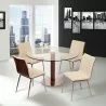 Armen Living Café Brushed Stainless Steel Dining Chair in White Faux Leather with Walnut Back - Set of 2 - Lifestyle - Armen Living Café Brushed Stainless Steel Dining Chair in White Faux Leather with Walnut Back - Set of 2 - Lifestyle