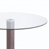 Armen Living Café Brushed Stainless Steel Dining Table with Clear Glass - Close-Up