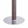 Armen Living Café Brushed Stainless Steel Dining Table with Clear Glass - Leg Close-Up