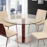 Armen Living Café Brushed Stainless Steel Dining Table with Clear Glass - 
