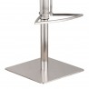 Café Adjustable Brushed Stainless Steel Barstool in Gray Faux Leather with Walnut Back - Leg Close-Up
