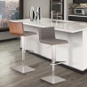 Café Adjustable Brushed Stainless Steel Barstool in Gray Faux Leather with Walnut Back - Lifestyle