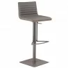 Café Adjustable Gray Metal Barstool in Gray Faux Leather with Walnut Back - Angled - Café Adjustable Gray Metal Barstool in Gray Faux Leather with Walnut Back - Angled
