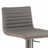 Café Adjustable Gray Metal Barstool in Gray Faux Leather with Walnut Back - Seat Close-Up - Café Adjustable Gray Metal Barstool in Gray Faux Leather with Walnut Back - Seat Close-Up