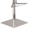 Café Adjustable Brushed Stainless Steel Barstool in White Faux Leather with Walnut Back - Leg Close-Up