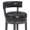 Armen Living Corbin Counter Wood Swivel Height Barstool In American Gray Finish With Onyx Faux Leather  005