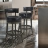 Armen Living Corbin Counter Wood Swivel Height Barstool In American Gray Finish With Onyx Faux Leather 